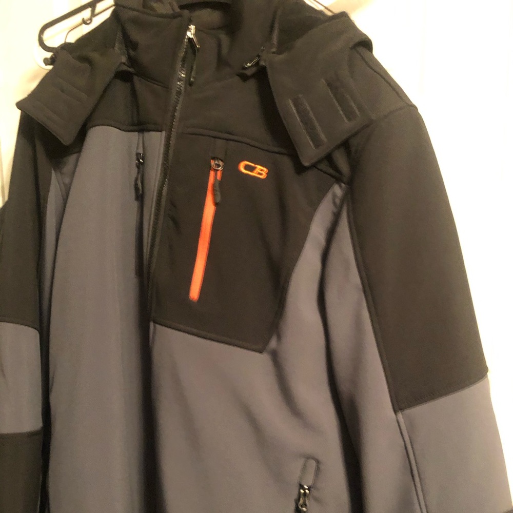 Men’s large CB jacket. Grey and orange. Very heavy